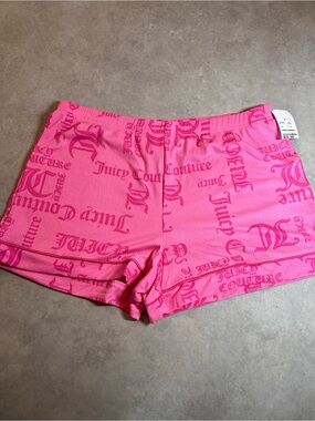 Juicy Couture Bright Pink Logo Ribbed Sleep Shorts. Large. New